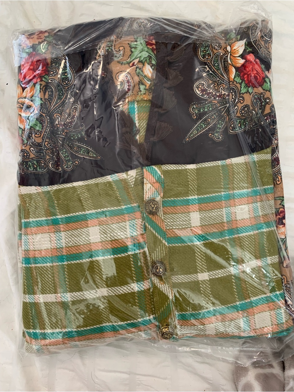 NWT Aratta Silent Journey Beatrice Maxi Shirt- Floral and Plaid - Picture 13 of 16